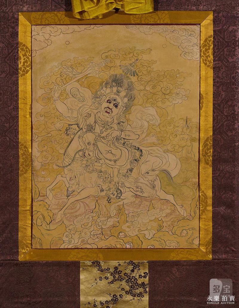 19世纪 （蒙古）白描吉祥天母唐卡 - 图3